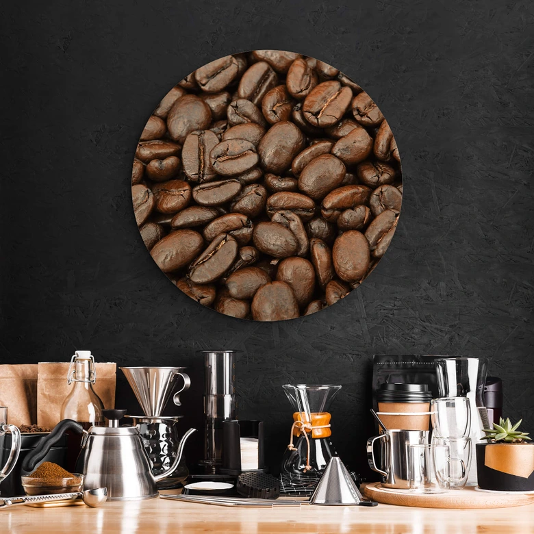 Holzbild Aroma Kaffeebohnen - Rund 