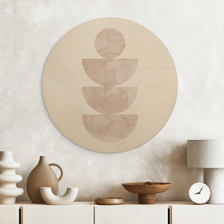 Holzbild Geometrisches Gleichgewicht - Abstrakte Komposition - Costa - Rund 