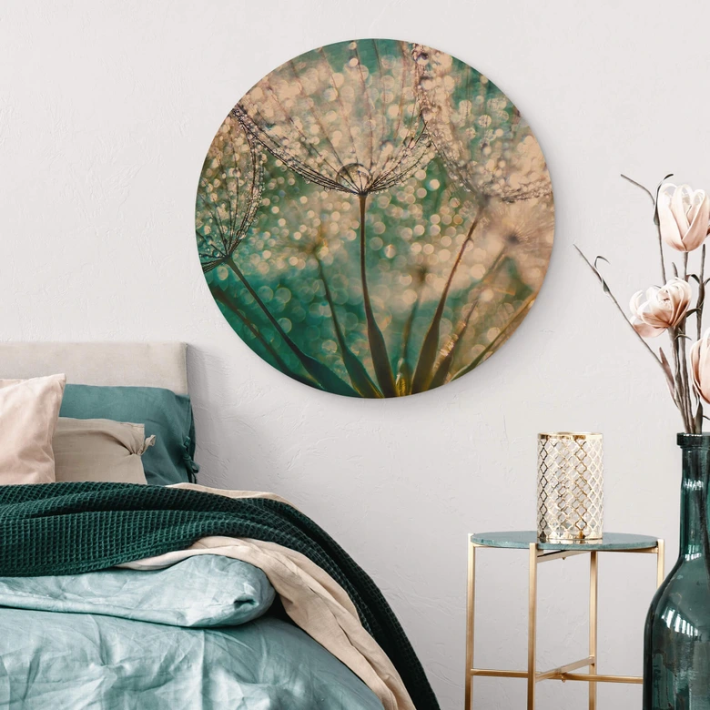 Holzbild Delgado - Funkelnde Pusteblume - Rund 