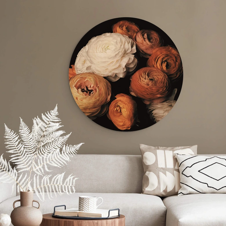 FiguraNYC Trätavla - Ranunkel stilleben - Rund 