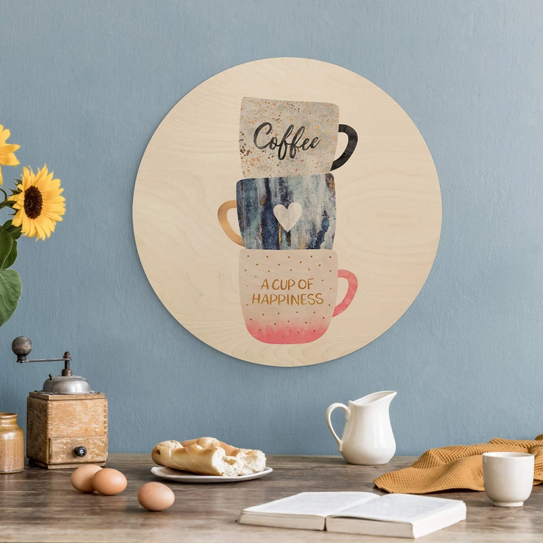 Wandcirkel Hout Fredriksson - a Cup of Happiness 