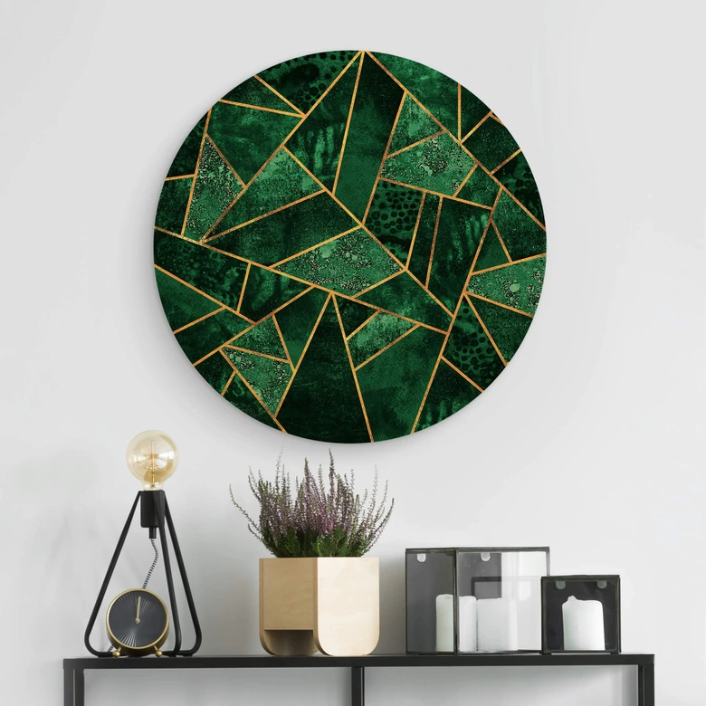 Holzbild Fredriksson - Dunkelgrüner Smaragd - Rund 
