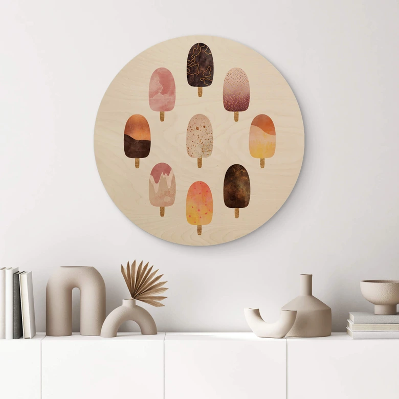 Tableau sur bois rond Fredriksson - Variation de glace 