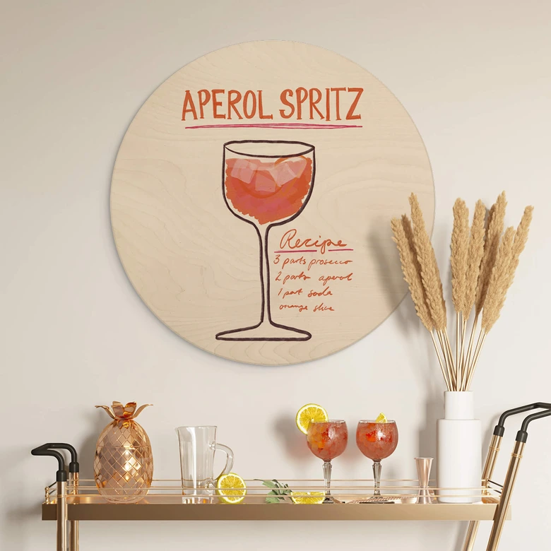 Tableau sur bois Fritsch - Aperol Spritz - Rond 