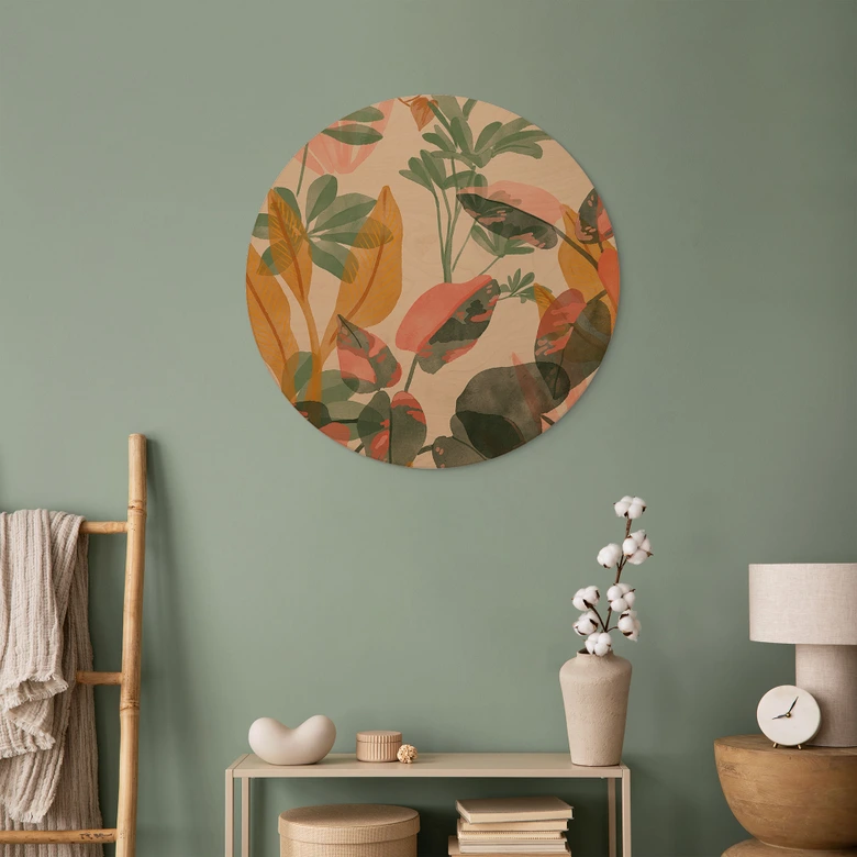 Natur billedhave af træ med tropiske planter - Goed Blauw - Round 