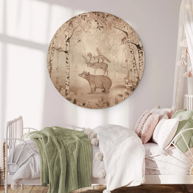 Trätavla Kikki Belle - Björnkungen - Rund 