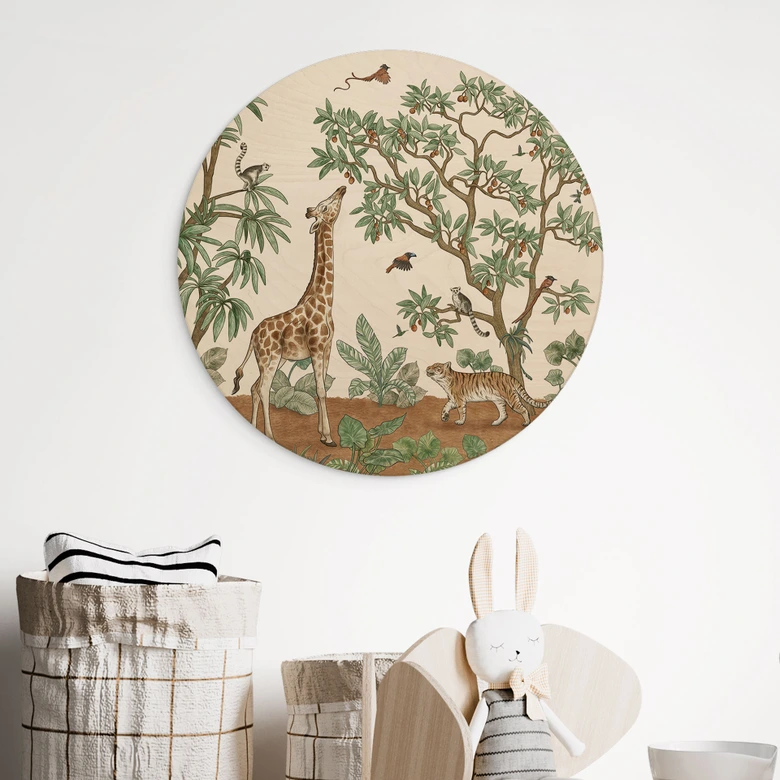 Holzbild Wimmelbild Dschungeltiere - Kikki Belle - Rund 