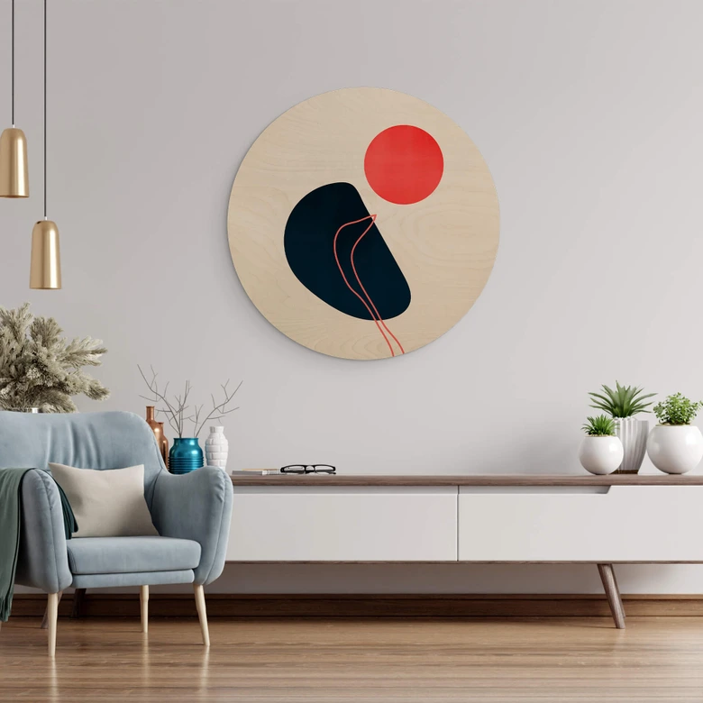 Holzbild Kubistika - Abstraktion - Rund 