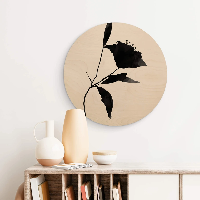 Holzbild Kubistika - Nero - Rund 
