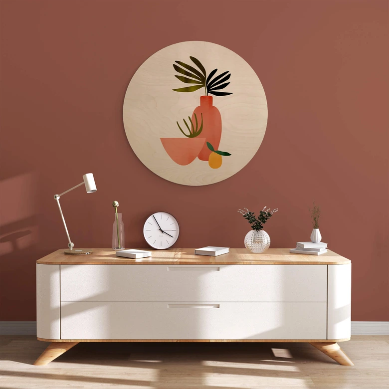 Tableau sur bois rond Kubistika Juicy Lemons 