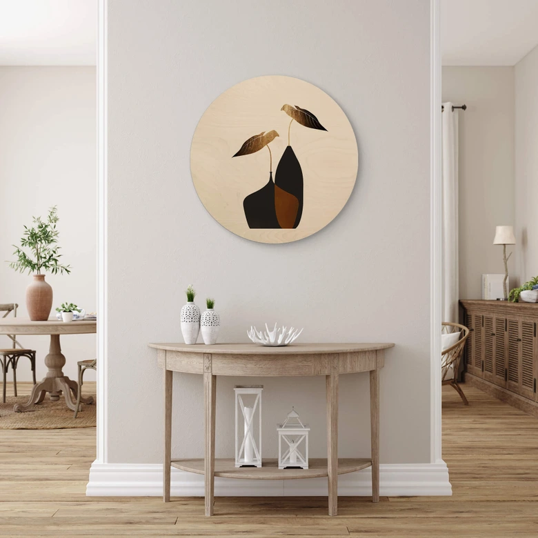 Holzbild Kubistika - Skandinavisches Bouquet - Rund 