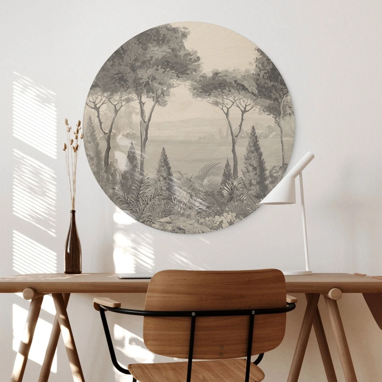 Holzbild Idyllische Pflanzenlandschaft - Ms Tiff - Rund 