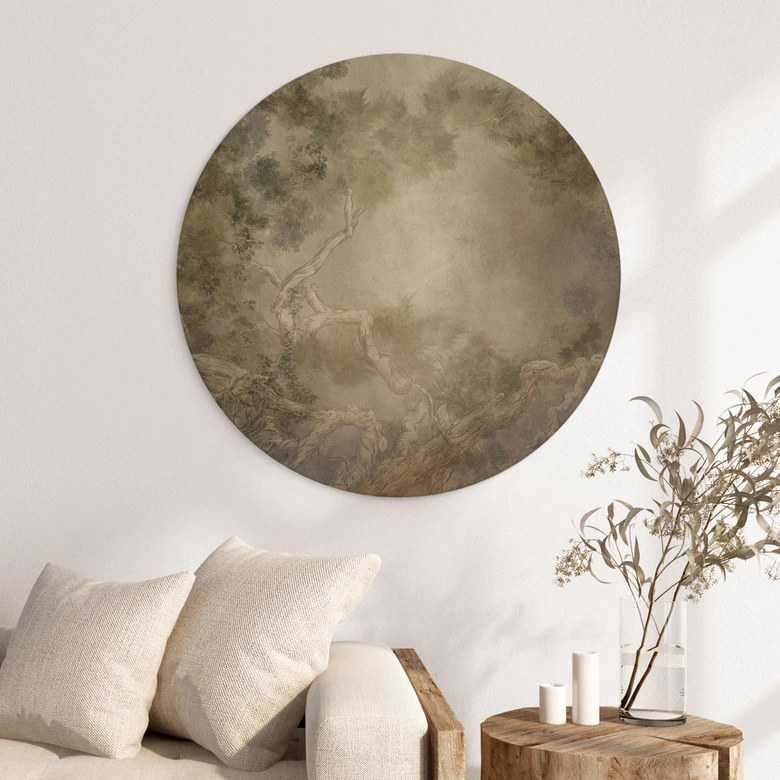 Holzbild Wald mit Blick in die Baumwipfel - Ms Tiff - Rund 