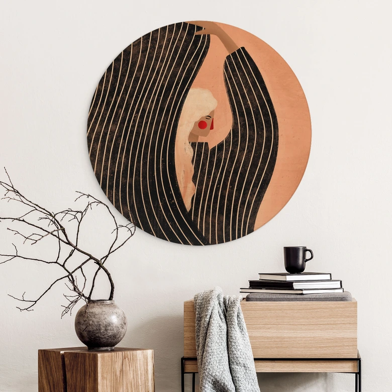 Wood Print Woman with black striped dress - Müller - Round 
