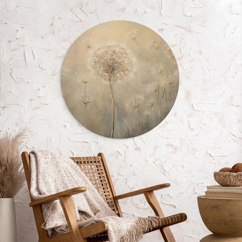 Holzbild Pusteblumen-Traum im Frühling - Paksoylu - Rund 