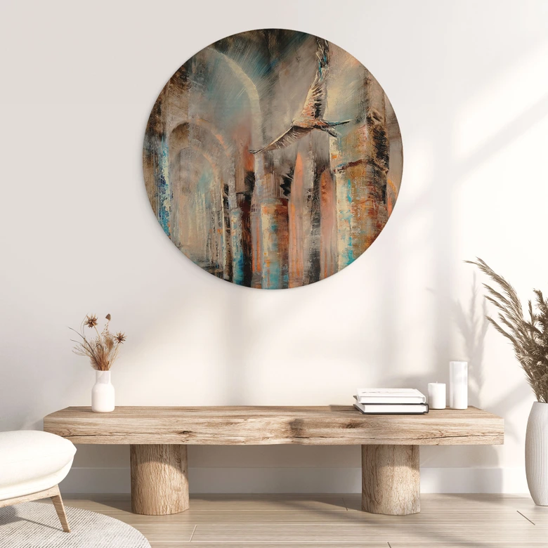 Holzbild Flug durch die Arkaden - Schmucker - Rund 