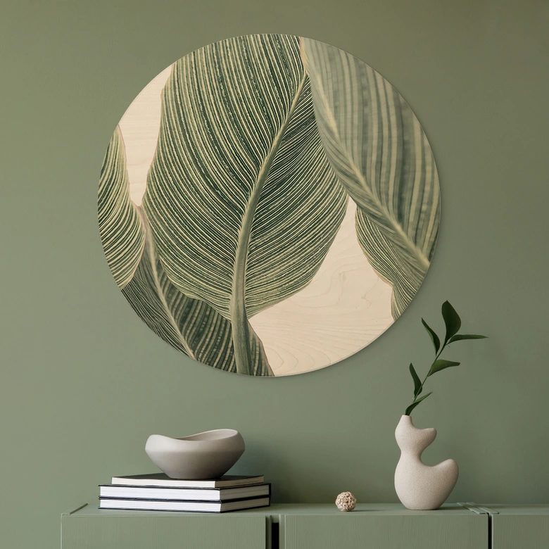 Trätavla Calathea växt - Sisi & Seb - Rund 