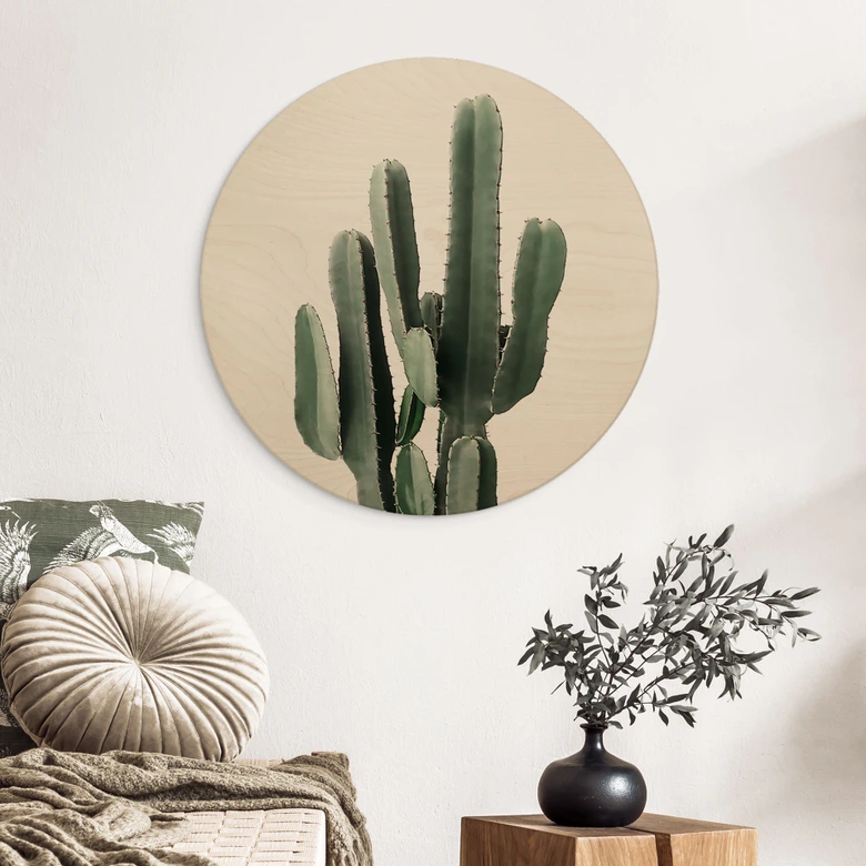 Wandcirkel Hout Cactusplant - Sisi & Seb 