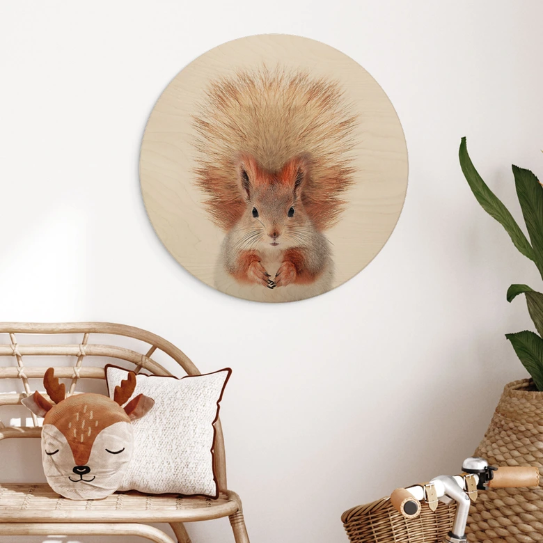 Holzbild Kleines Eichhörnchen - Sisi & Seb - Rund 