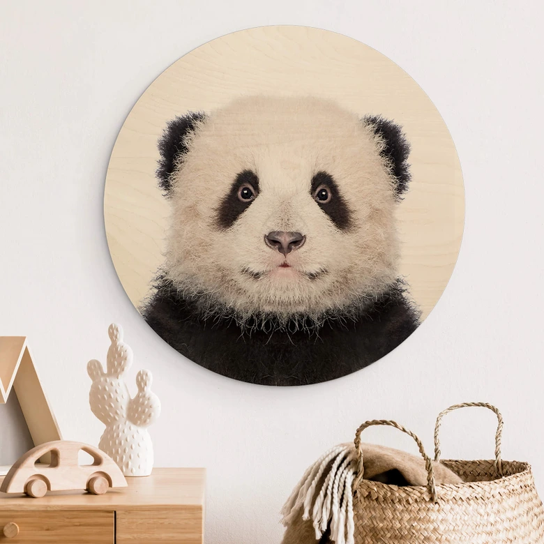 Holzbild Sisi & Seb - Baby Panda - Rund 