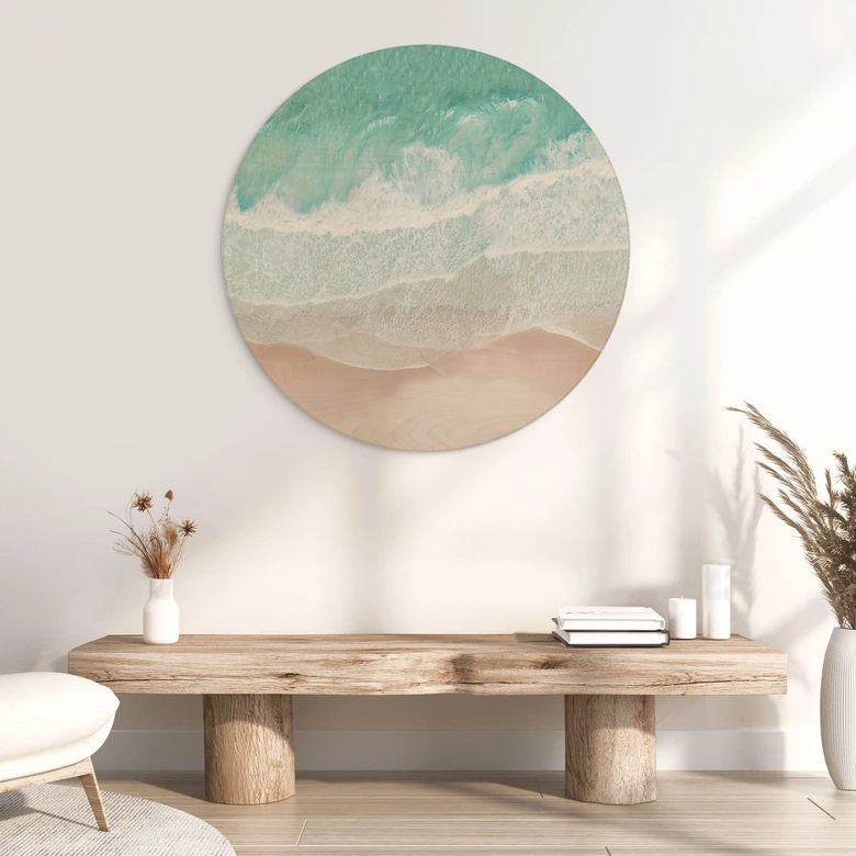 Holzbild Sanfte Wellen am Strand - Sisi & Seb - Rund 