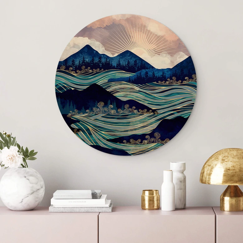 Holzbild SpaceFrog Designs - Meerestreiben - Rund 