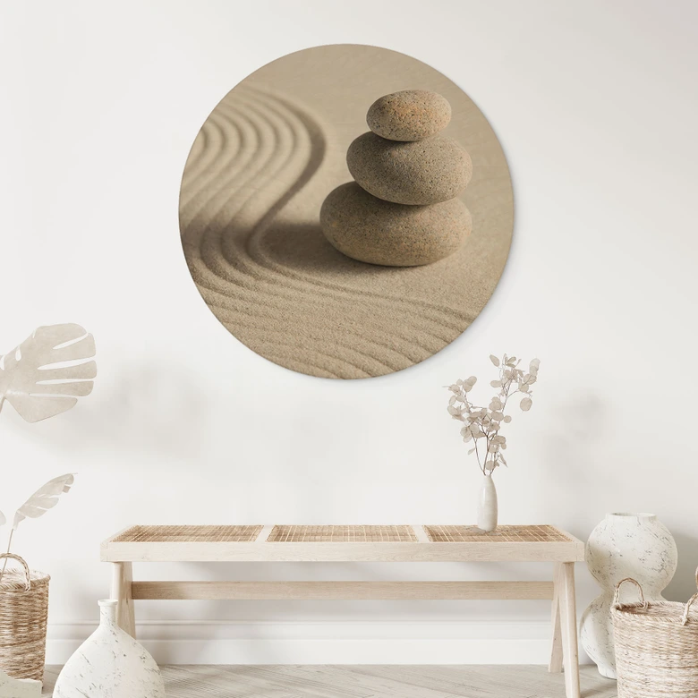 Holzbild Stone in Sand 2 - Rund 