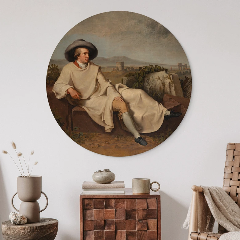 Holzbild Tischbein - Goethe in der römischen Campagna - Rund 