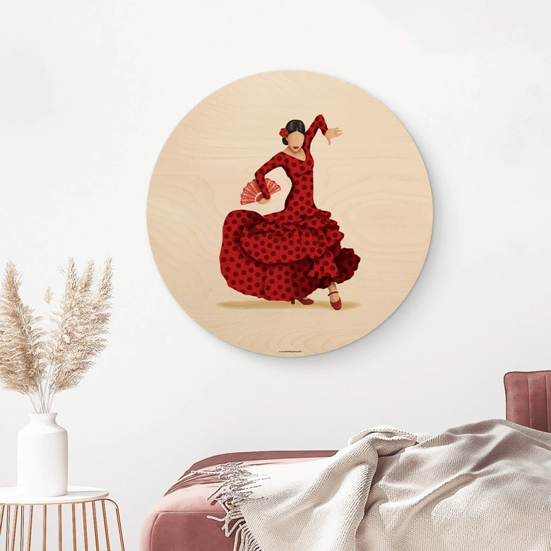Tableau sur bois rond Tohmé - Flamenco 