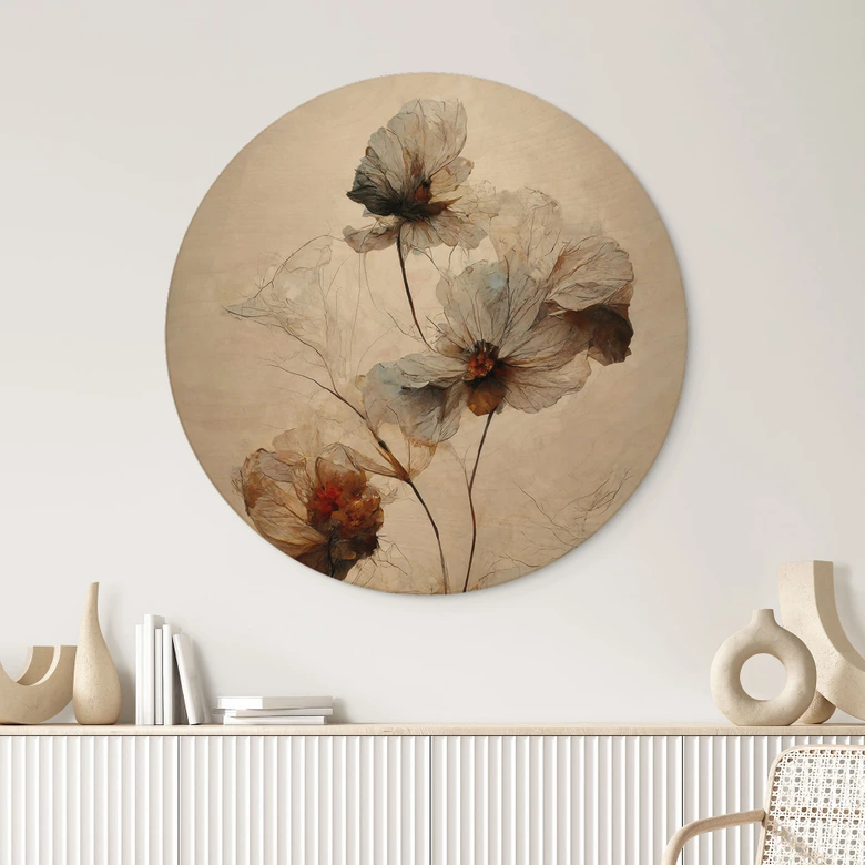 Holzbild Trockenblumen - Eleganz der Vergänglichkeit - Treechild - Rund 