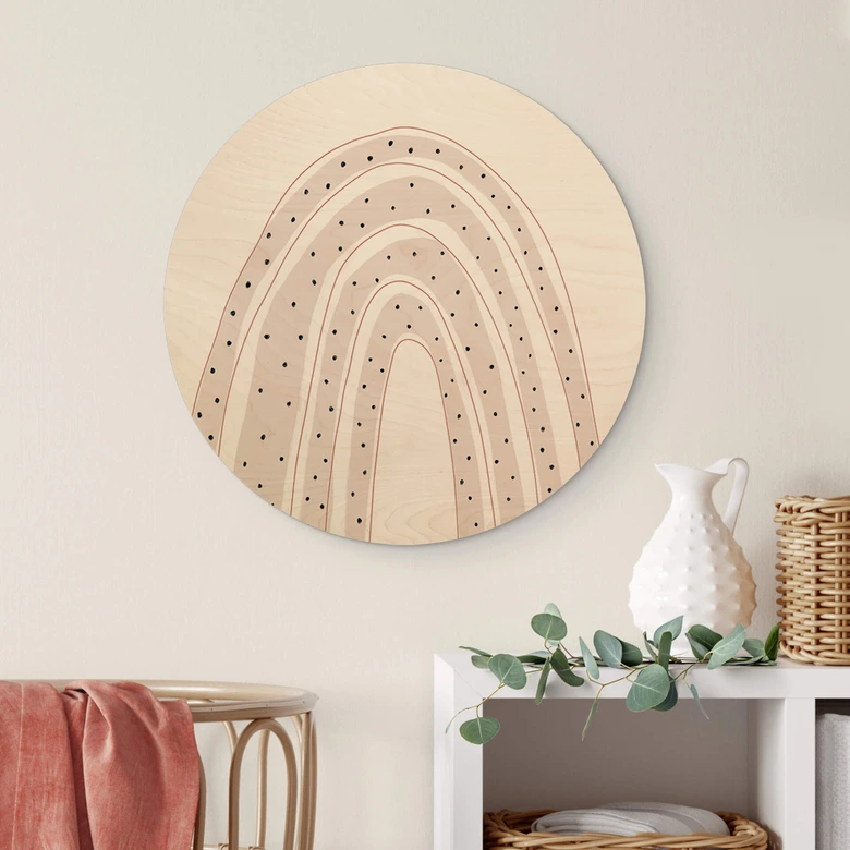 Cuadro de madera uplusmestudio - Arco iris con lunares - Redondo 