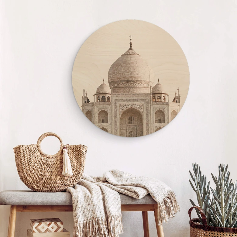 Tableau sur bois rond Annie - Taj Mahal 