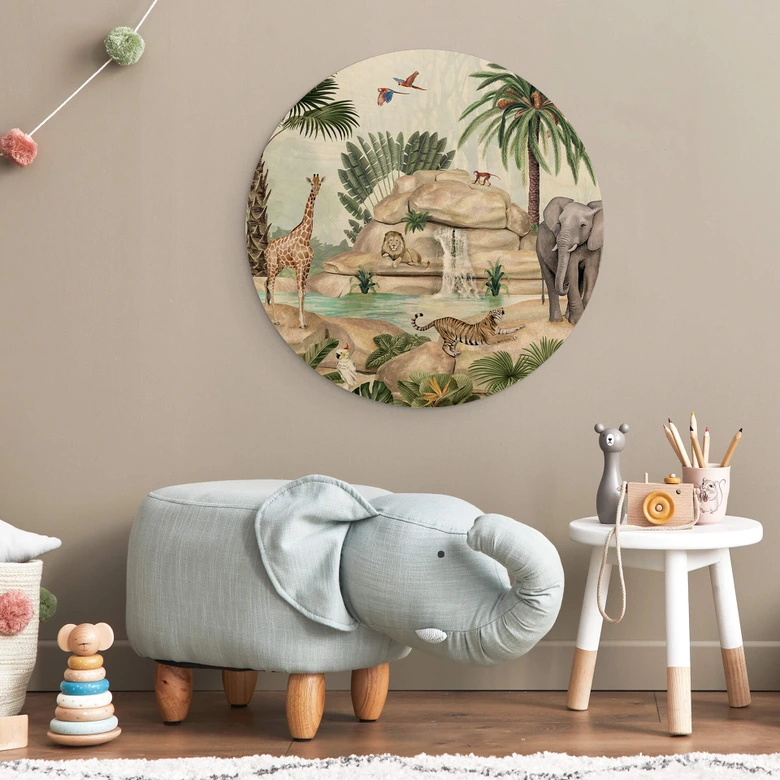 Obraz drewniany do pokoju dziecięcego Kikki Belle - Jungle Paradise Round 