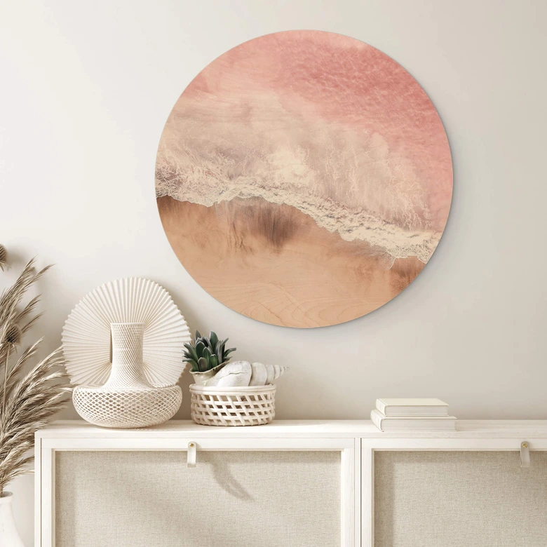Holzbild Sisi & Seb - Pinkes Meer - Rund 