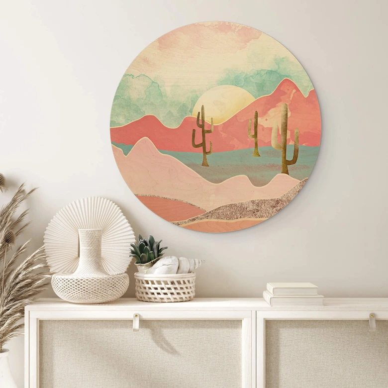 Wandcirkel Hout SpaceFrog Designs - Pastel Woestijn 