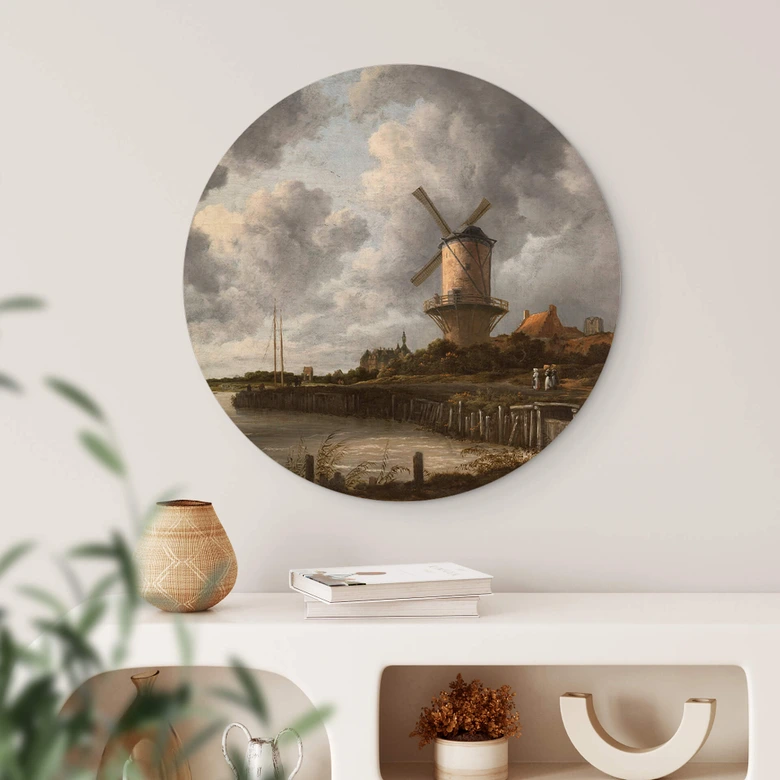 Holzbild Van Ruisdael - Die Windmühle von Wijk - Rund 