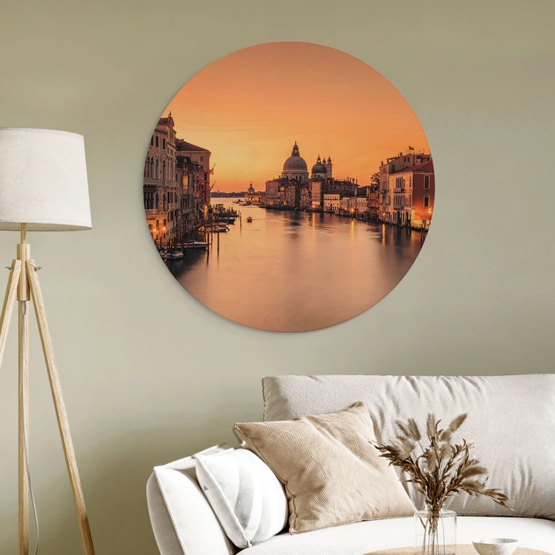 Holzbild Sonnenuntergang in Venedig - Zhang - Rund 