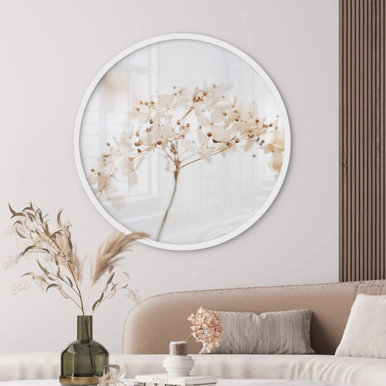 Poster 1X Studio - Zweig mit zarten Blüten - Rund 