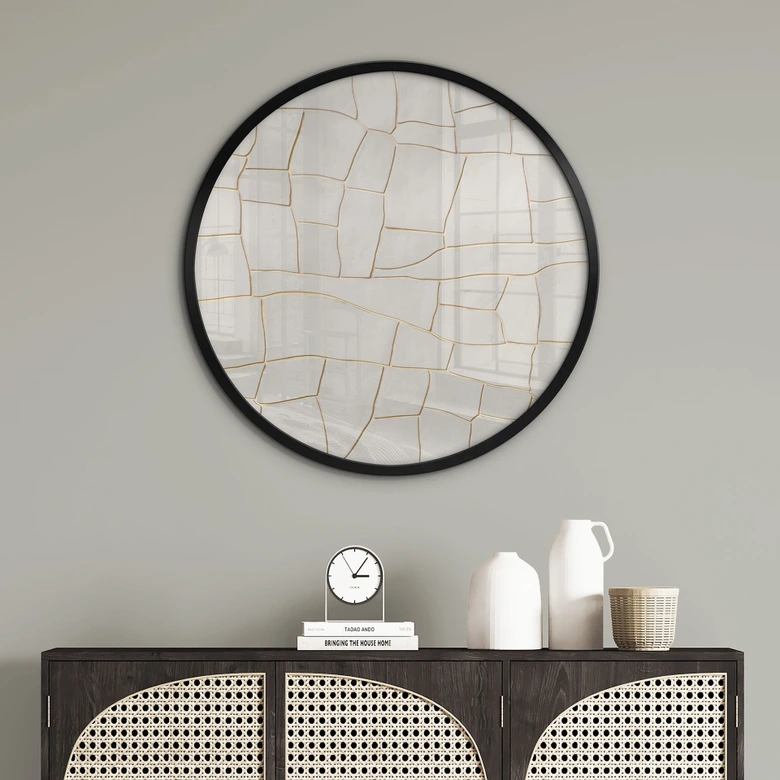 Poster Motif de déchirure abstrait beige - Alma - Rond 
