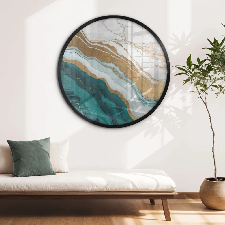 Póster Río de mármol de oro y jade - Taller Alpenglow - Redondo 