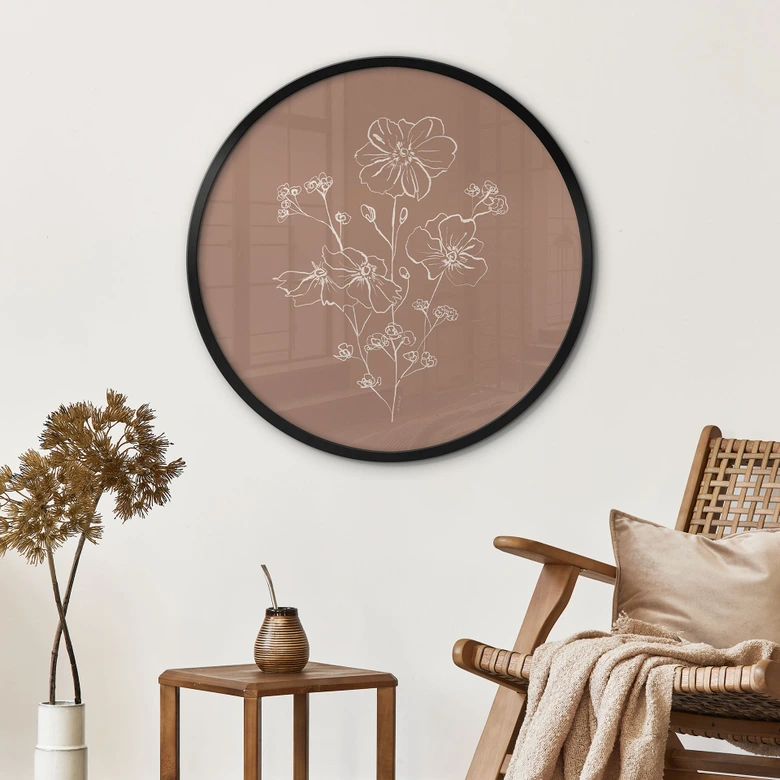 Poster Wildrosenstrauß Mocha-Mousse - Anis Illustration - Rund 