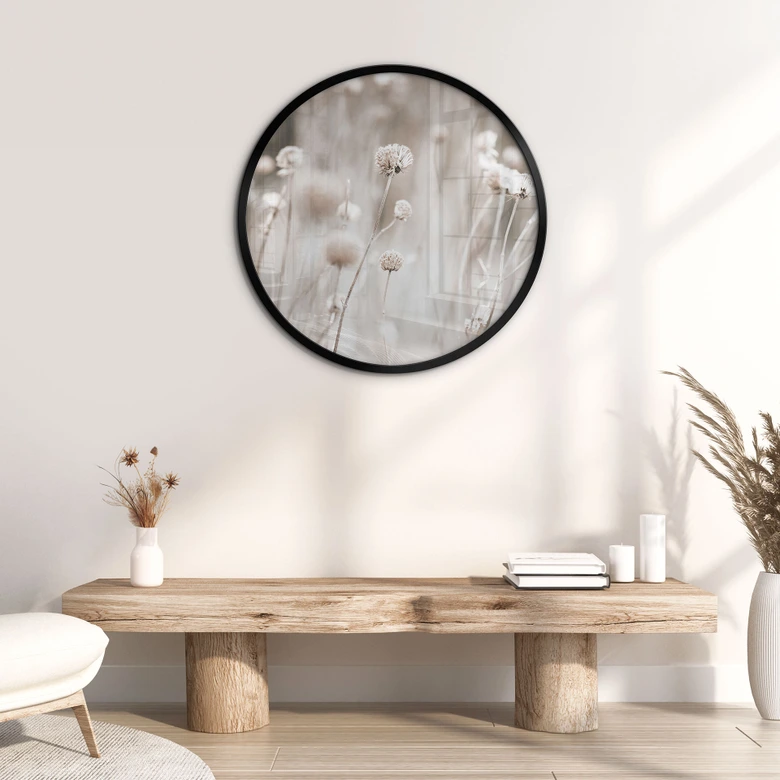 Poster Torkade blommor i mjuka färger - Annie - Rund 