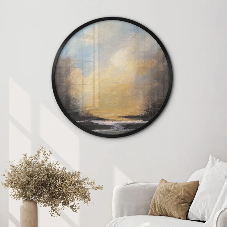 Poster Goldenes Licht am Abendhimmel - Bergius - Rund 