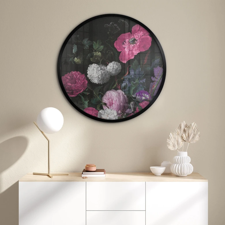Poster Florales Bouquet im Mignon-Stil - Bloomery Decor - Rund 