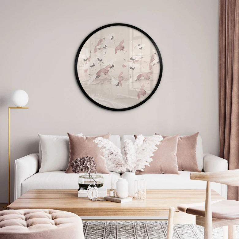 Poster med kranar över sjön - Bloomery Decor - Round 