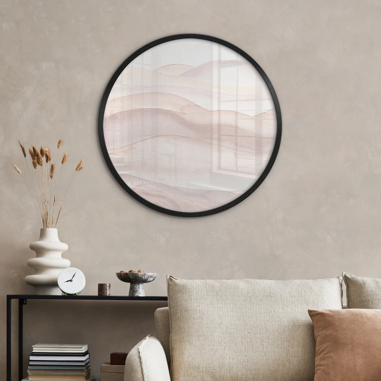 Poster Sanfte Hügel in Aquarell - Bloomery Decor - Rund 