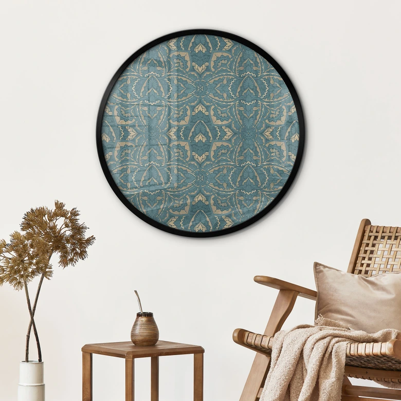 Poster Vintage Mandala in Türkisgold - Bloomery Decor - Rund 