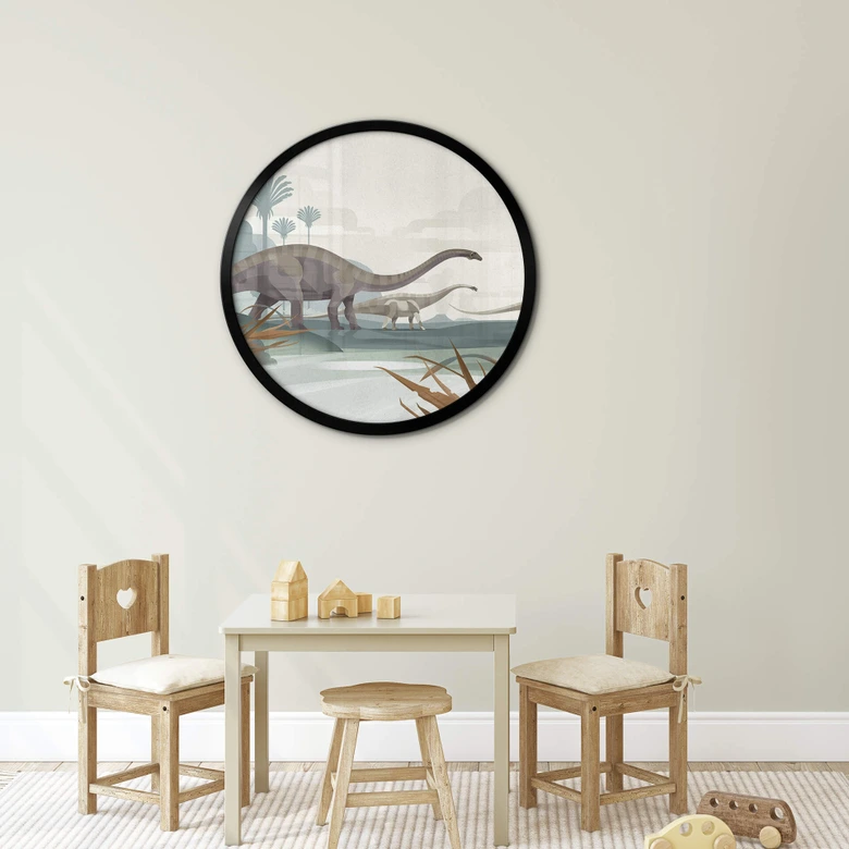 Poster Braun - Diplodocus - Rund 