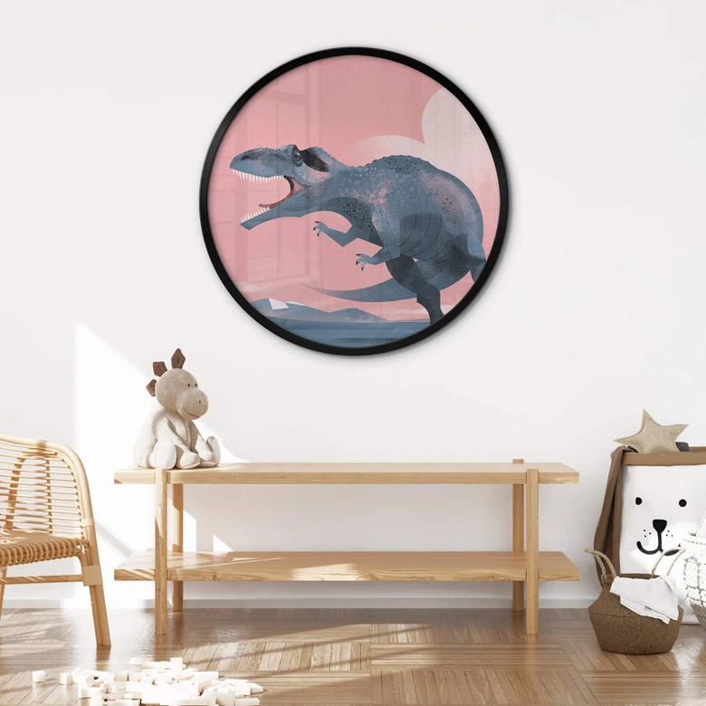 Kinderzimmer Poster - Giganotosaurus Rund - Braun 