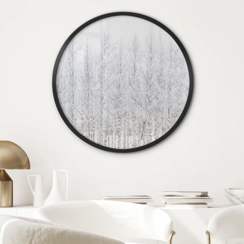 Poster Birkenwald im Winter - EMELIEmaria - Rund 